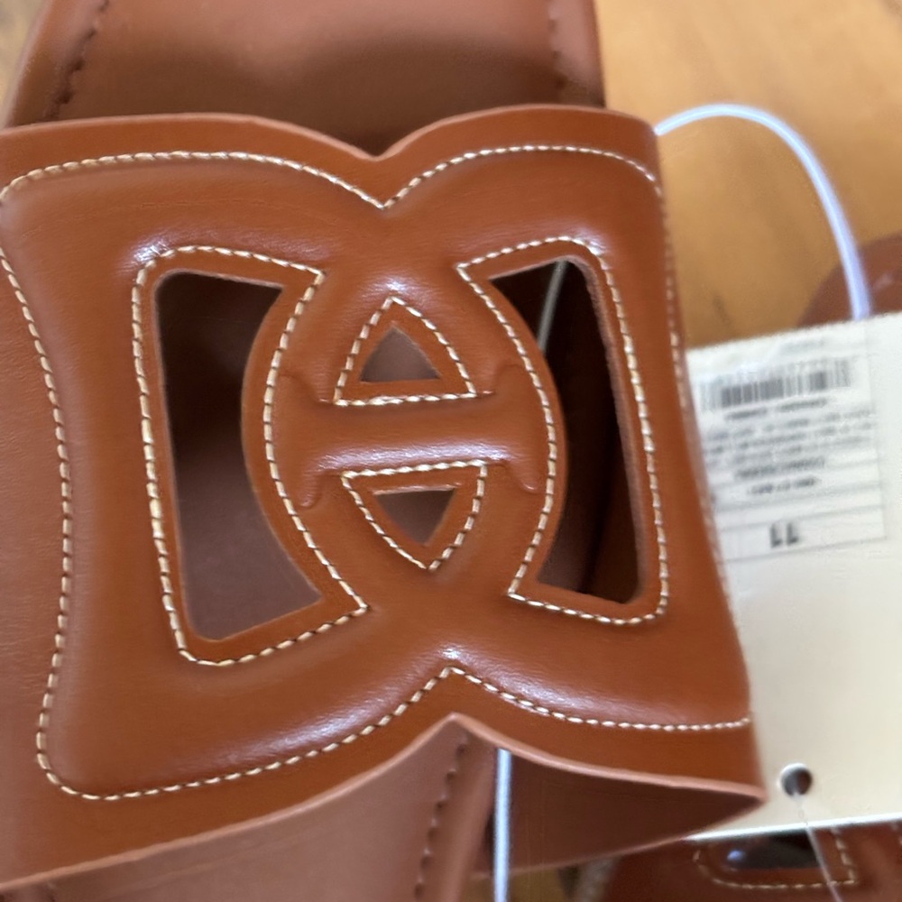 A New Day Camel Cognac Sandals Black Suede Pointed Flats size 11 - Picture 6 of 9